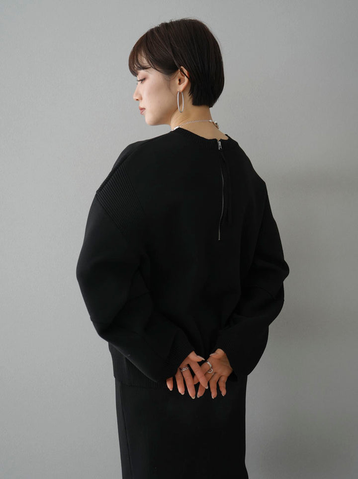 [Pre-order] Back Zip Milan Rib Knit Pullover/Black