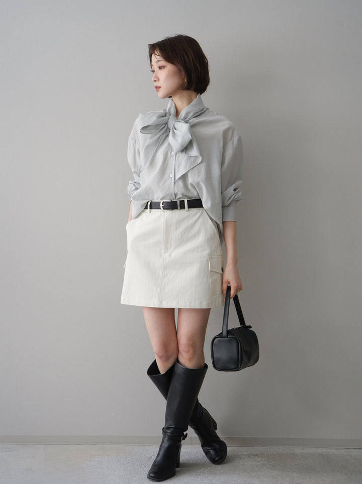 [予約]ベルト付カーゴミニスカート/white