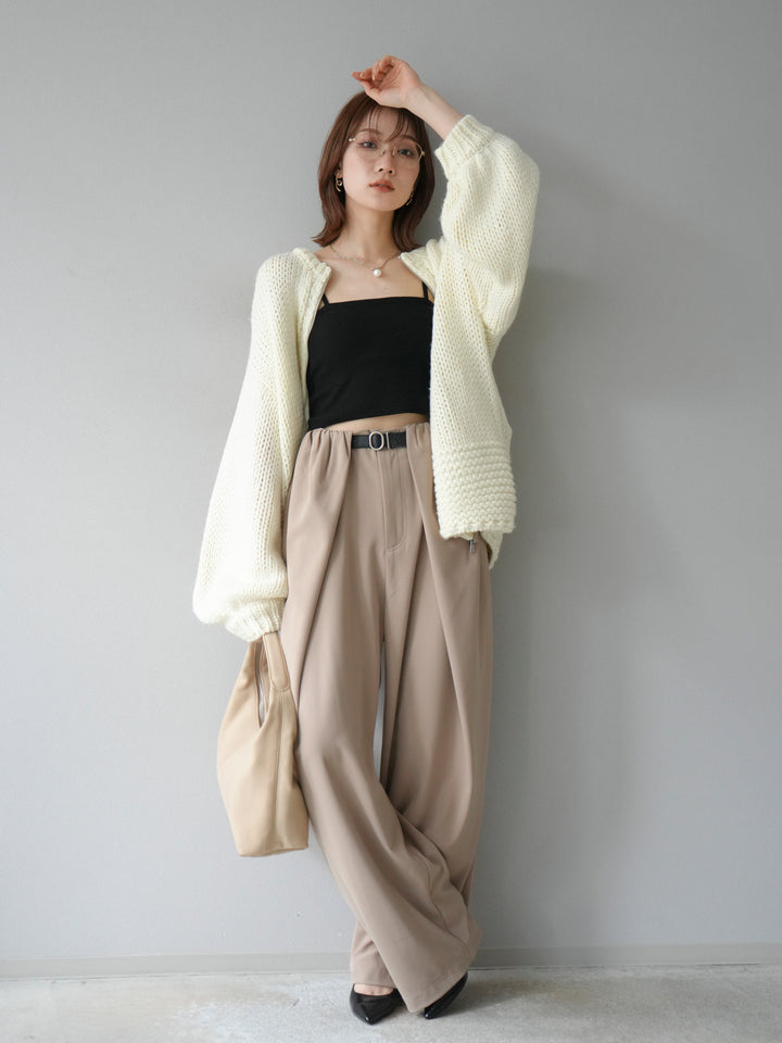 [予約]ロービングケーブルオーバーZIPニットカーディガン/アイボリー