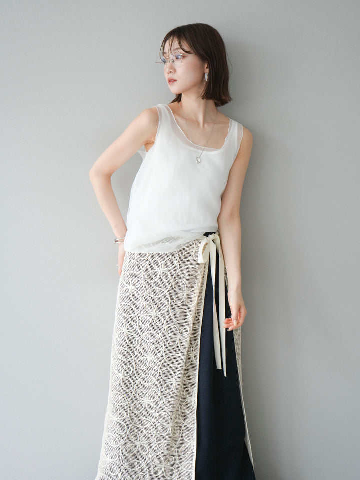 [予約]オーガンジーレイヤードタンクトップ/ホワイト