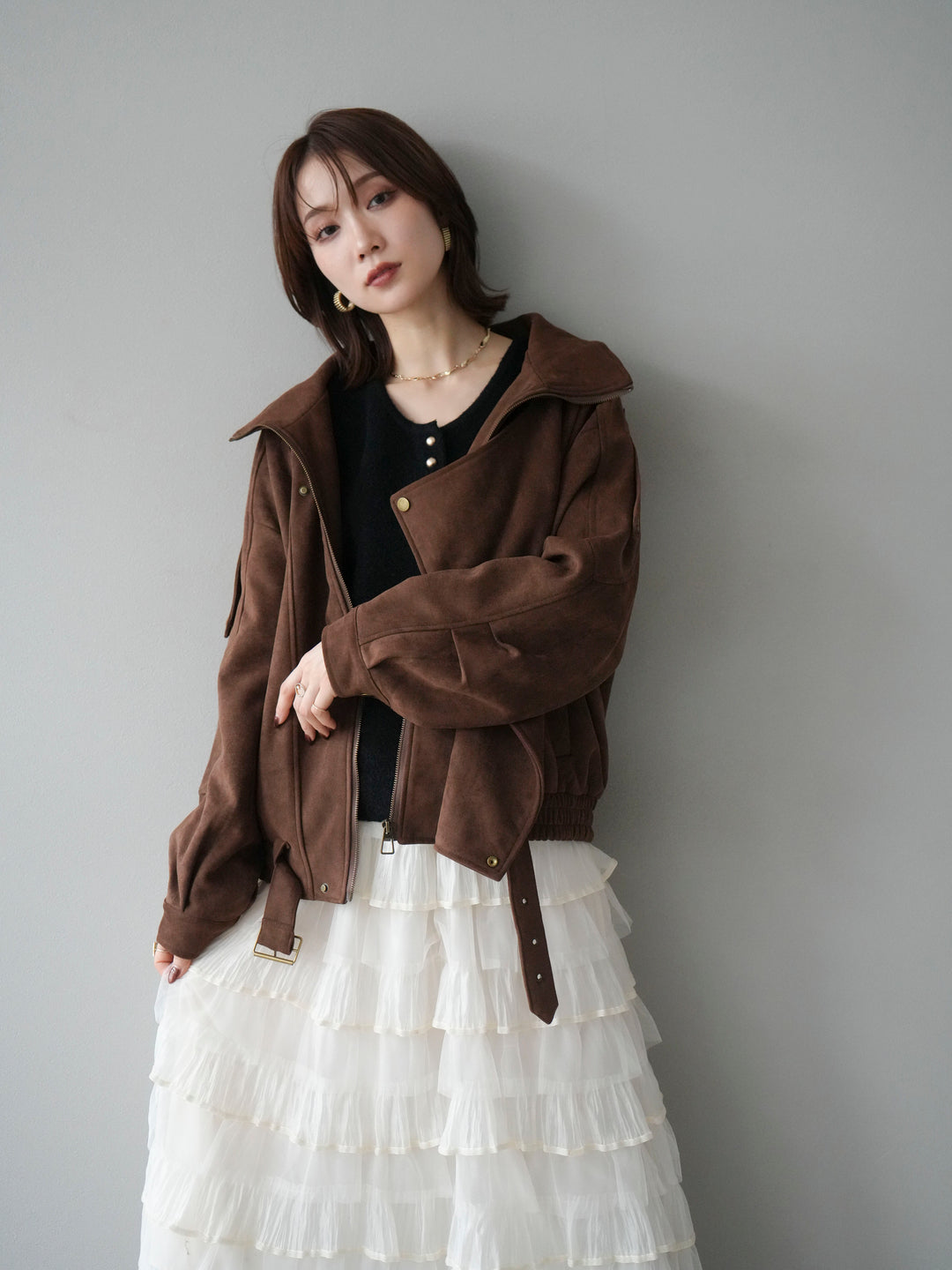 [予約]スエードライダースジャケット/ブラウン