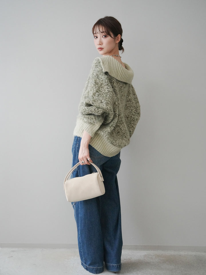 [予約]デザインステッチカーブデニムパンツ/navy