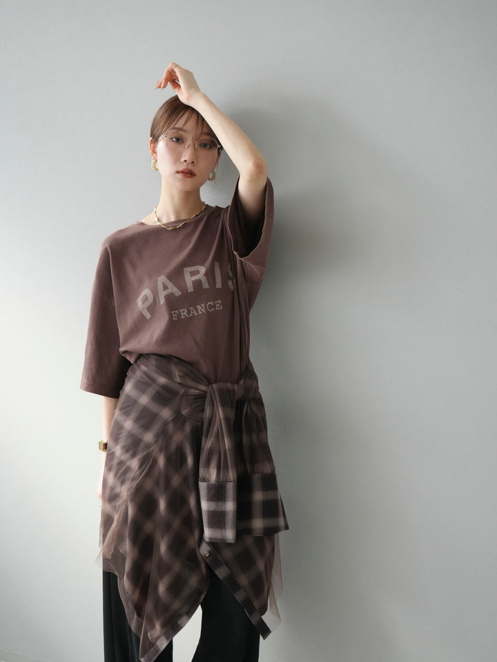 [予約]ピグメントロゴプリントTシャツ/ブラウン