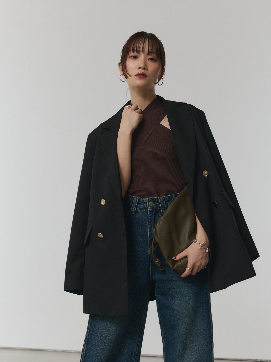 【Allure】[SET]クロスリブニットタンクトップ+クロスリブニットタンクトップ(2set)