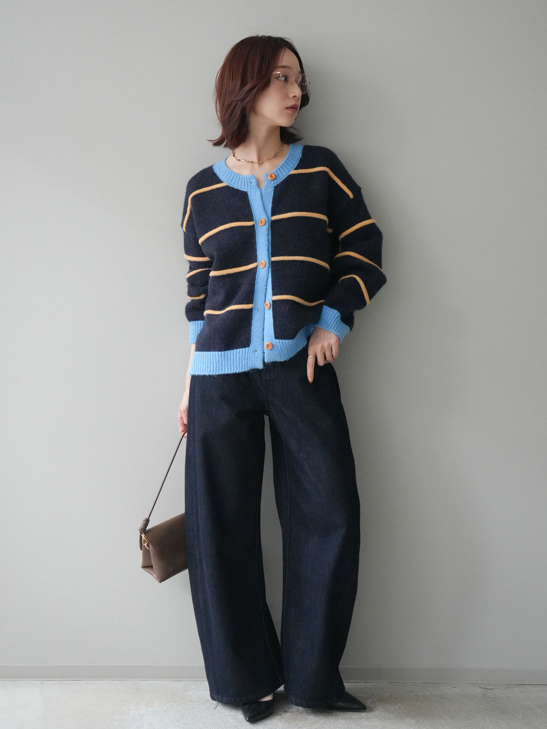 [予約]バレルレッグデニムパンツ/navy