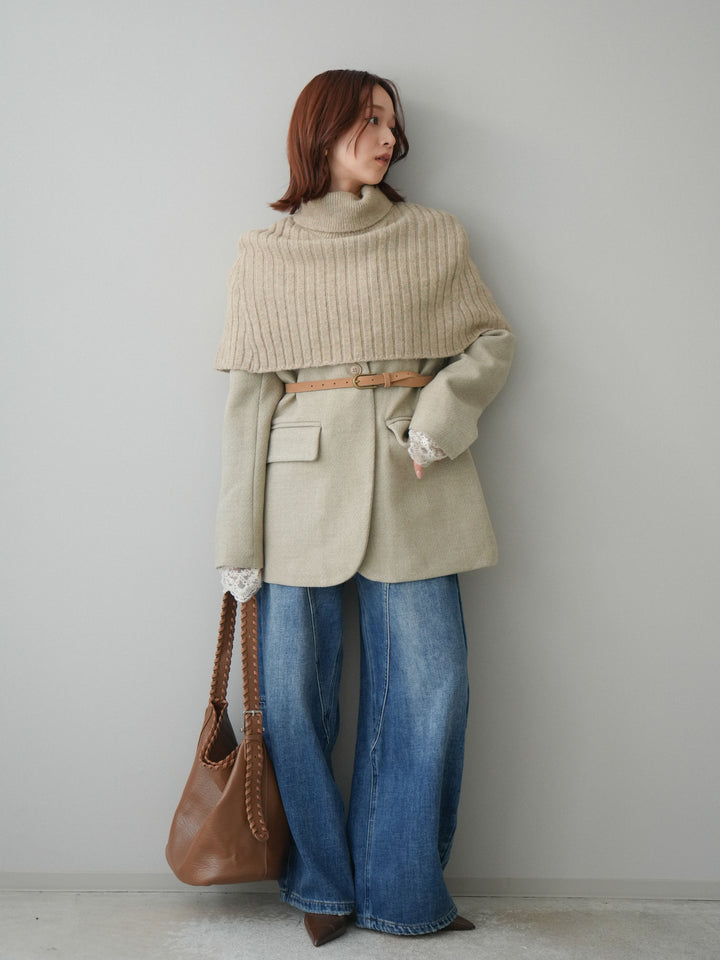 [予約]裏起毛加工デニムカーブパンツ/blue