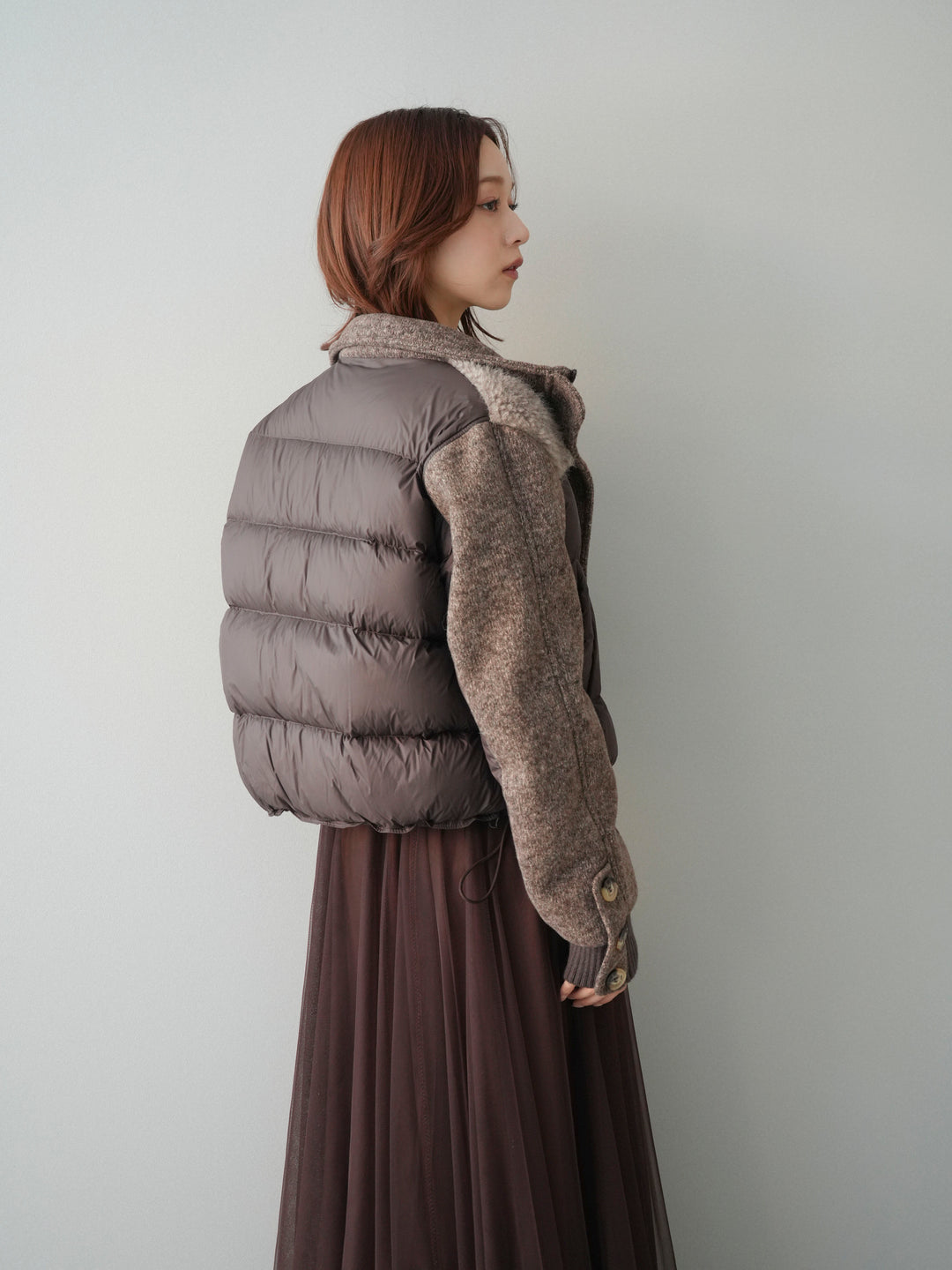 [SET]異素材ダウンジャケット+チュールボリュームスカート(2set)