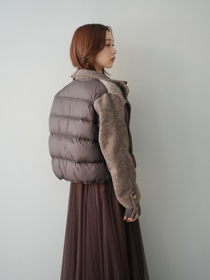 [SET]異素材ダウンジャケット+チュールボリュームスカート(2set)