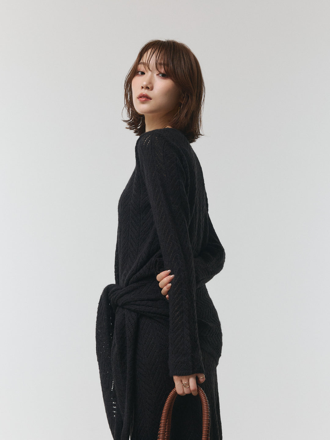 【Allure】[SET]透かし編みニットトップス＆スカート3SET+透かし編みニットトップス＆スカート3SET(2set)