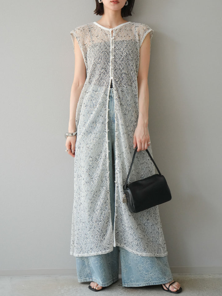 【預購】花提花牛仔寬褲/藍