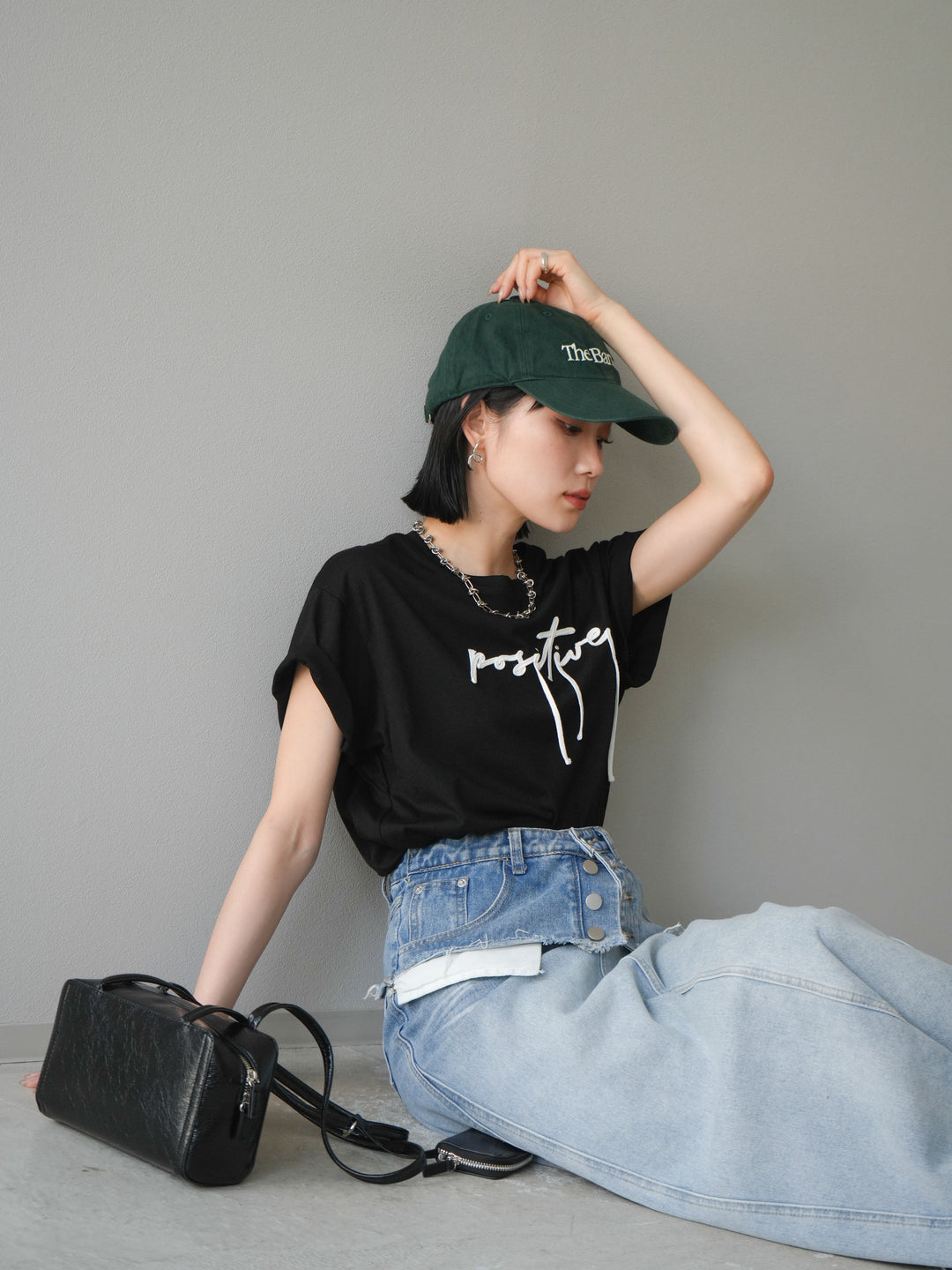 [予約]コード刺繍ロゴTシャツ/ブラック