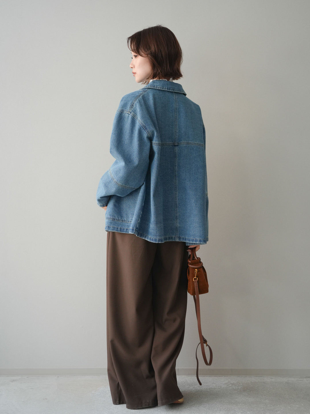 [予約]ダブルバックルベルト付ワイドパンツ/mocha