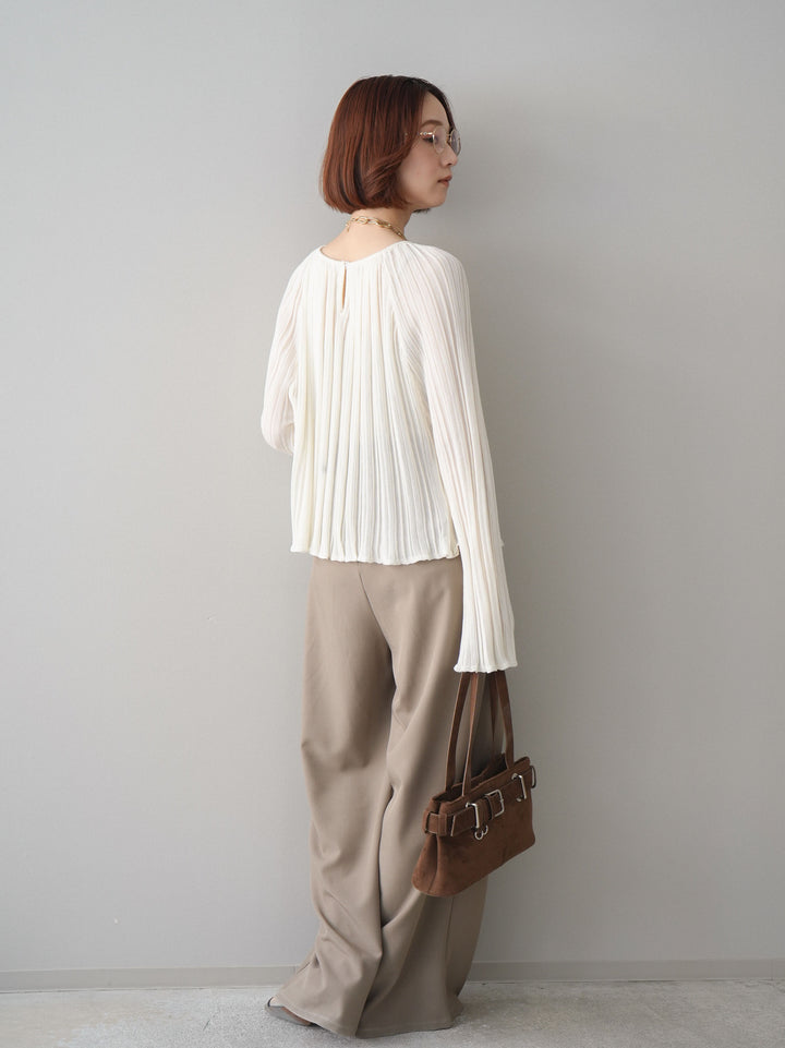 [予約]ベルト付キーホルダーモチーフワイドパンツ/mocha