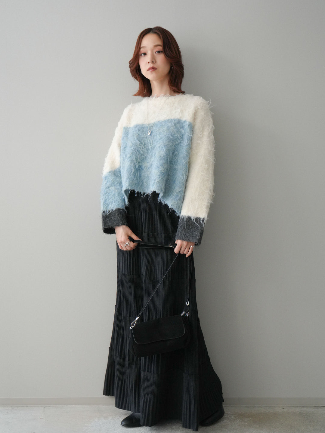 [SET]型押しスエードティアードプリーツスカート+型押しスエードティアードプリーツスカート(2set)