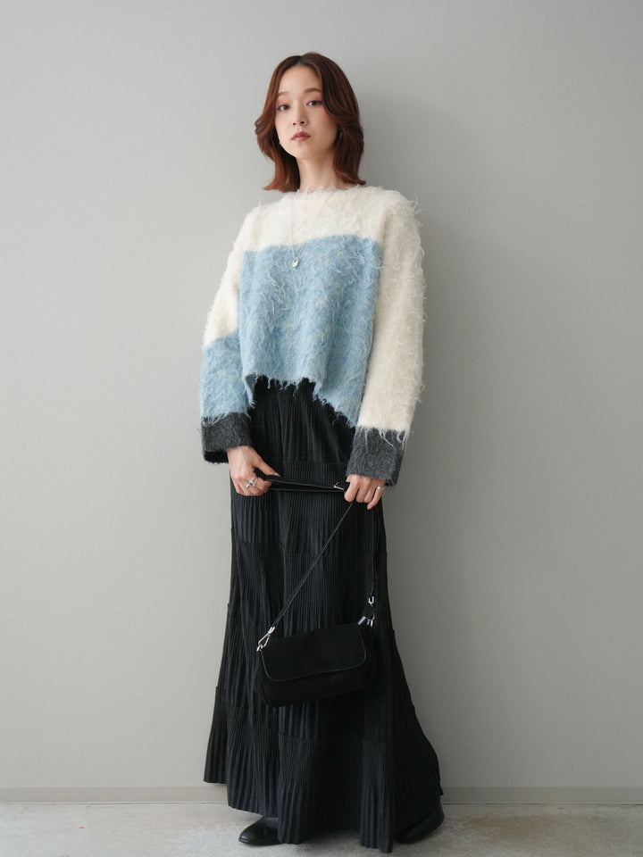 [SET]型押しスエードティアードプリーツスカート+型押しスエードティアードプリーツスカート(2set)