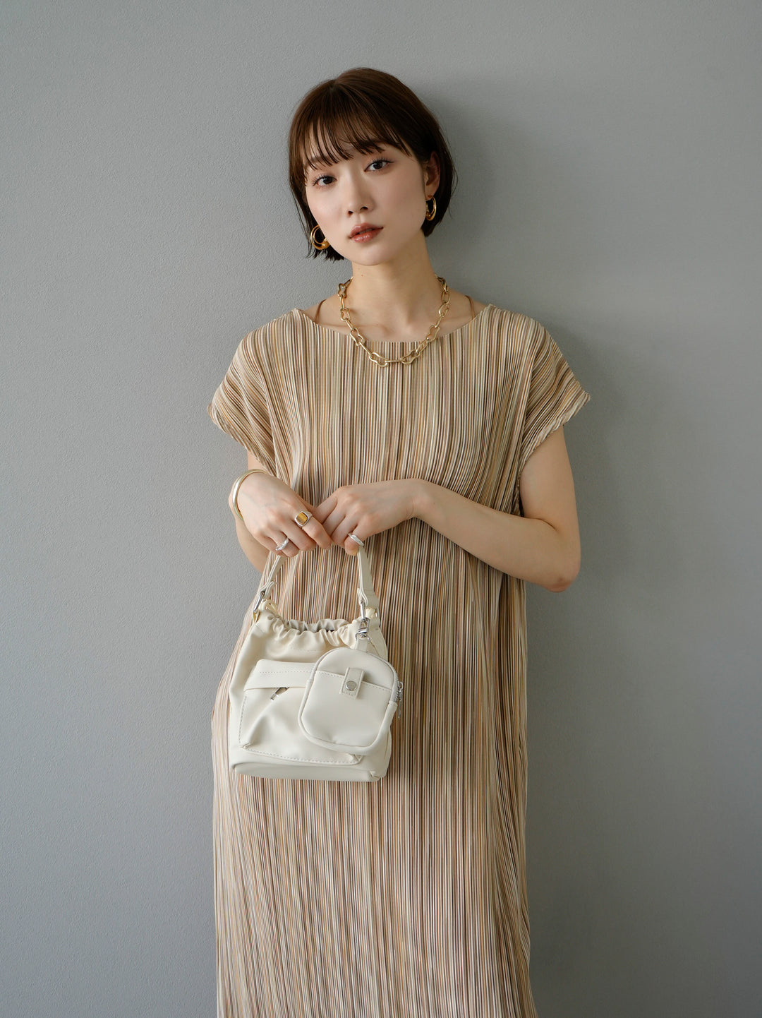 [Pre-order] Nylon drawstring bag with pouch/ivory