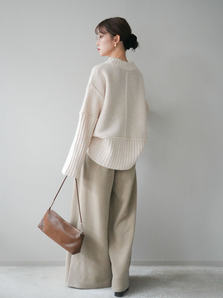 [予約]ベルトデザインループコールテンワイドパンツ(ベルト付き)/beige