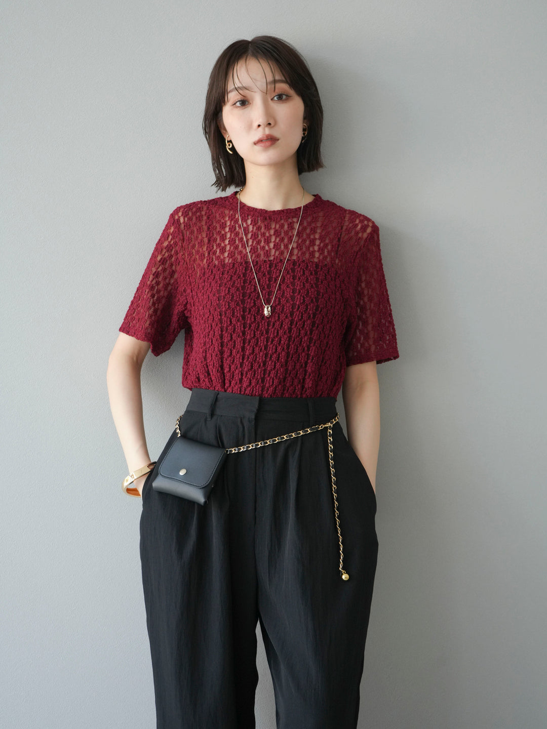 [SET]カットレースTシャツ+選べるアクセセット(2set)