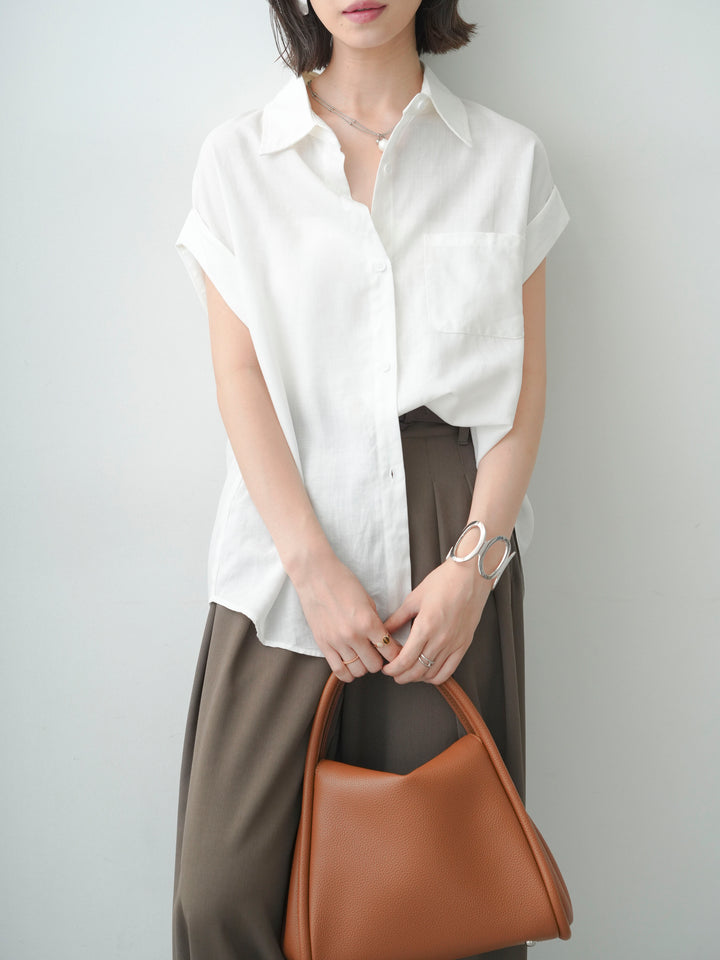 [SET]バックレースフレンチシャツ+クレープデシンタックワイドパンツ(2set)