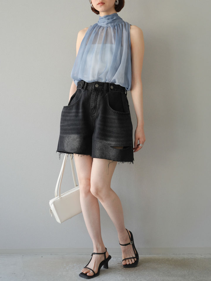 【預購】寬鬆半身牛仔褲/黑色