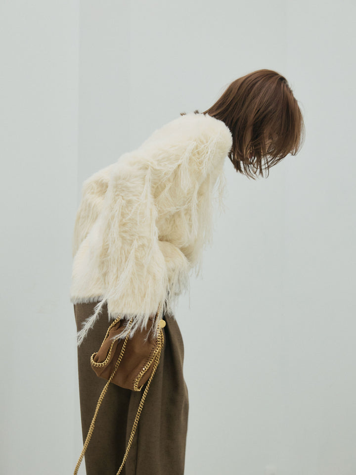 [予約]フェザーフリンジシャギーニットプルオーバー/beige