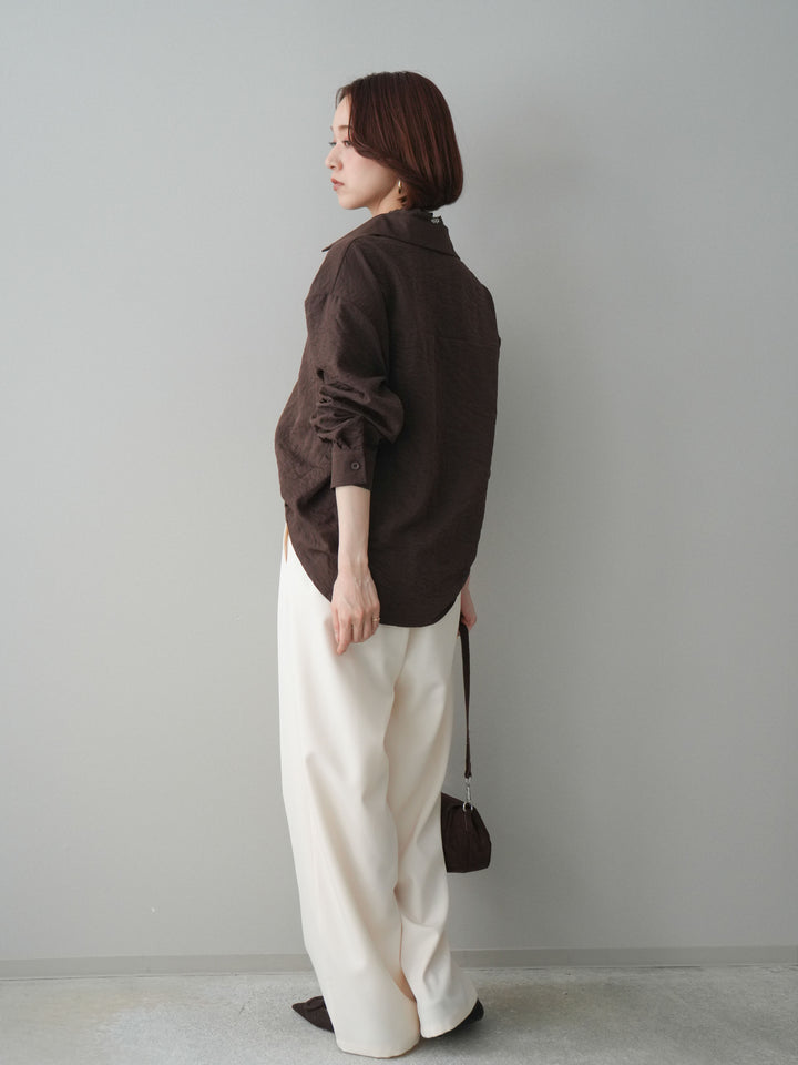 [予約]ウエストバイカラータックワイドパンツ/ivory