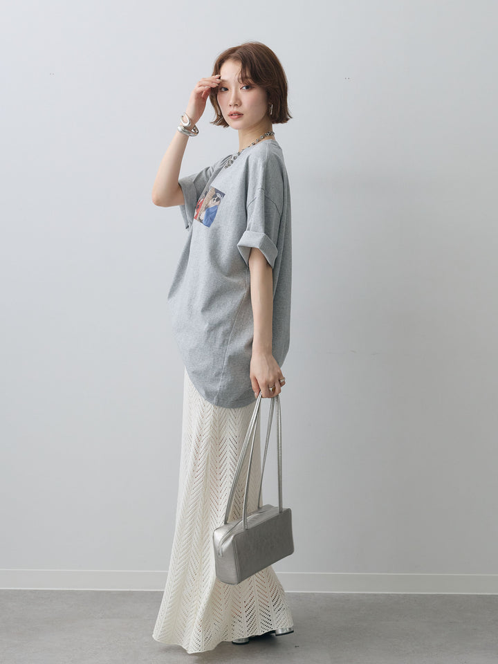 [SET]スリードッグフォトボックスTEE+クロシェシアーセミフレアスカート(2set)