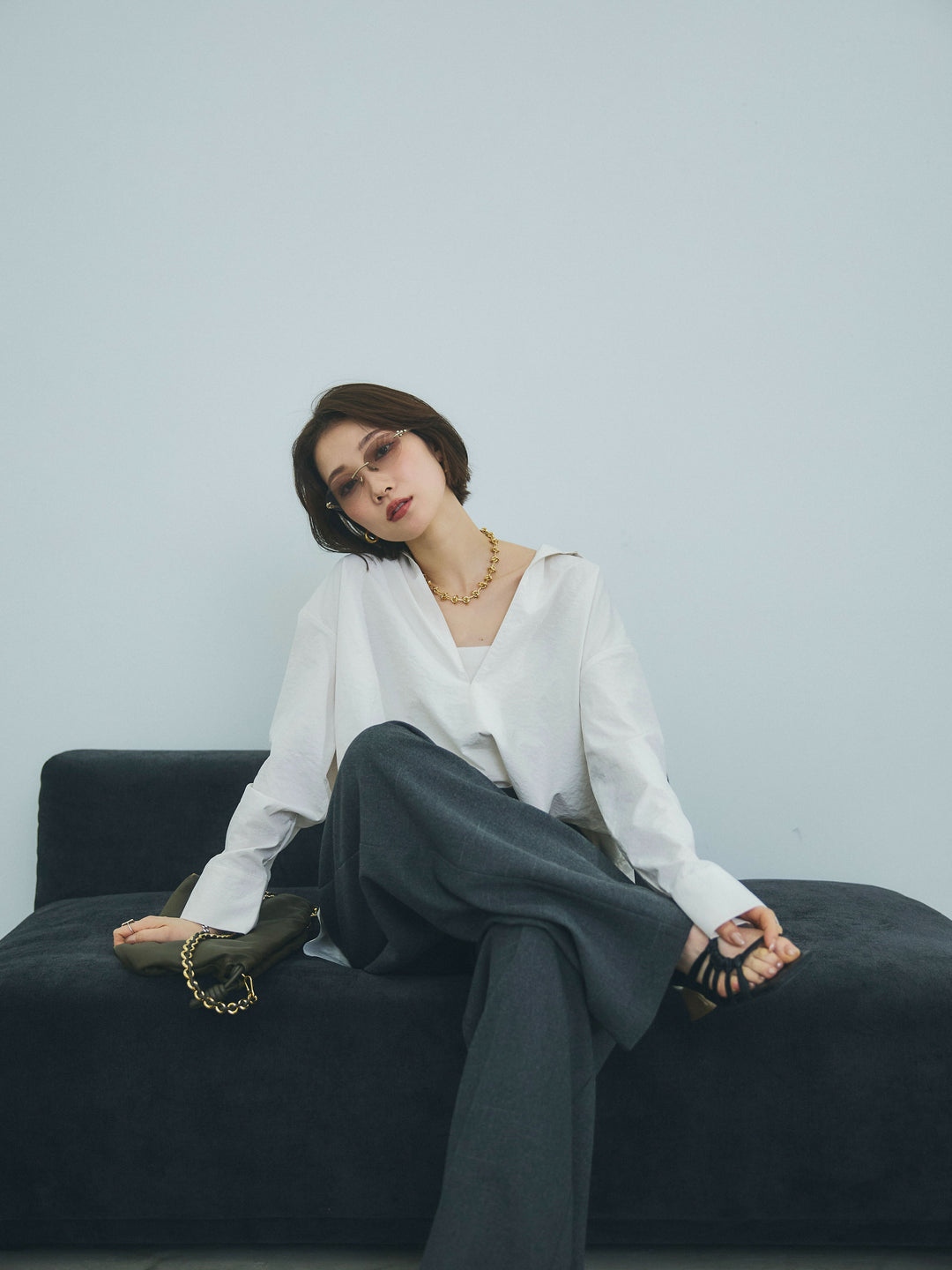 【Allure】[SET]コットンライクスキッパーシャツ+コットンライクスキッパーシャツ(2set)