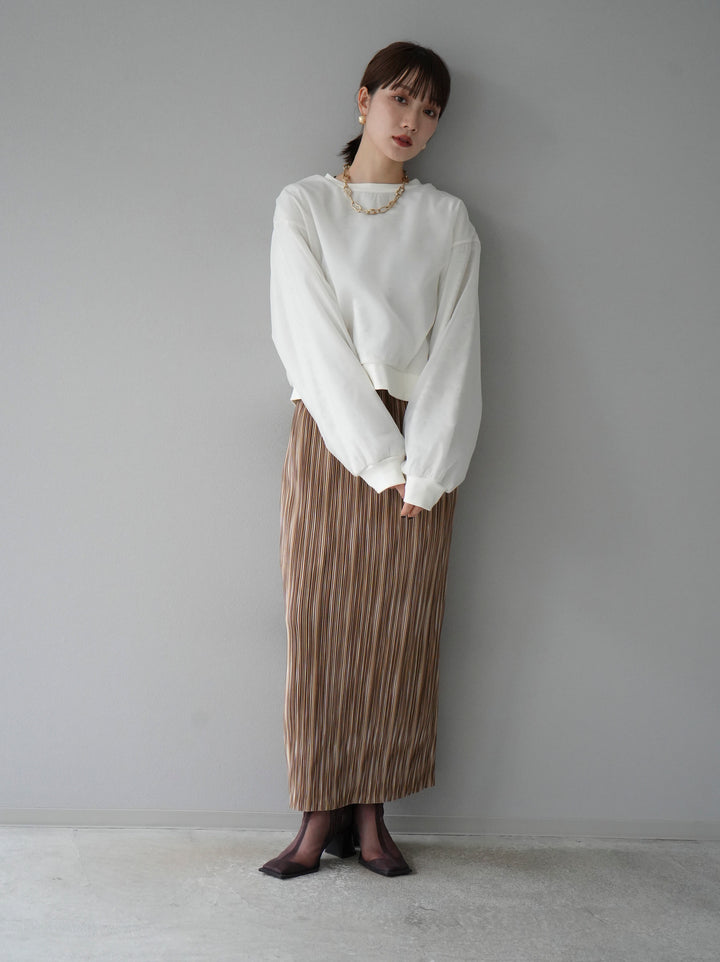 [予約]ラメシアーレイヤード裏毛クロップドプルオーバー/オートミール