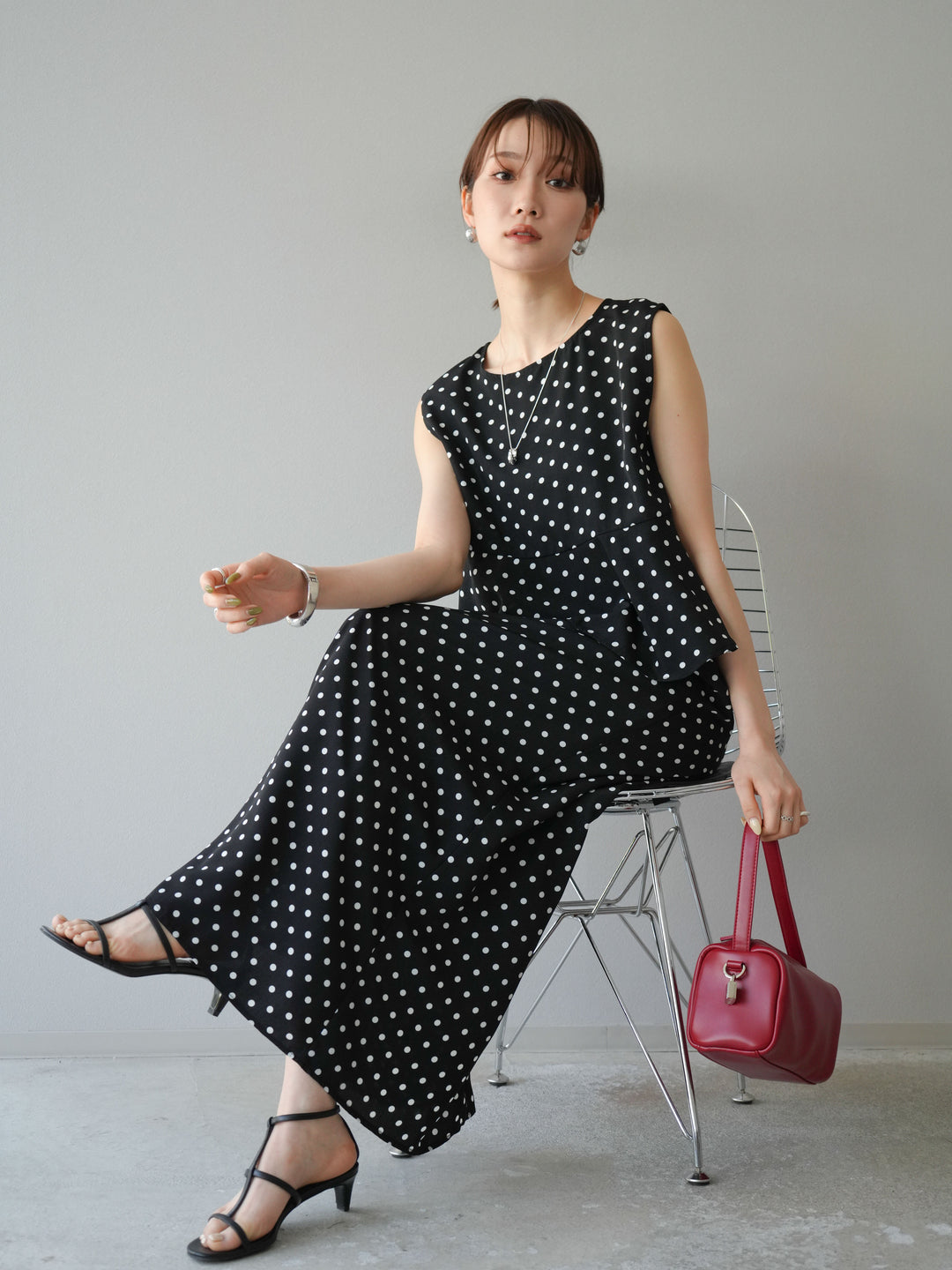 [予約]ドットぺプラムトップス/ブラック