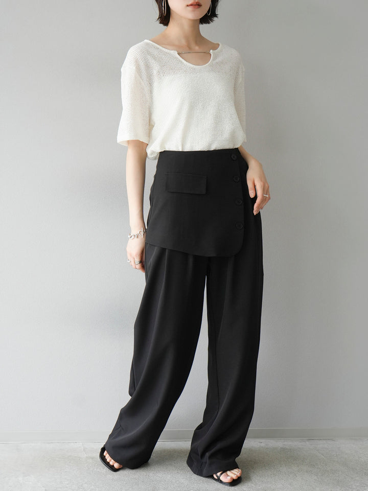 [Pre-order] Front flap slacks pants/black