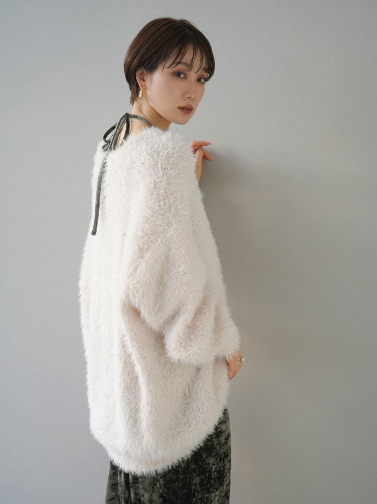 Pre-order] Soft shaggy knit cardigan/ivory – Lumier