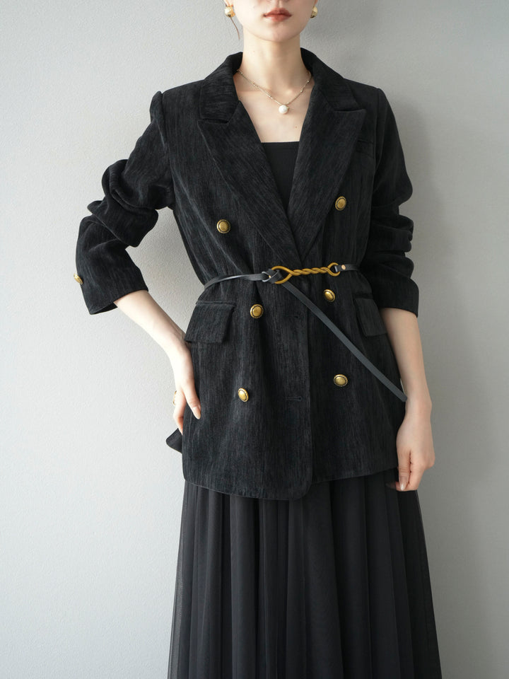 [SET]ベロアダブルジャケット+チュールボリュームスカート(2set)
