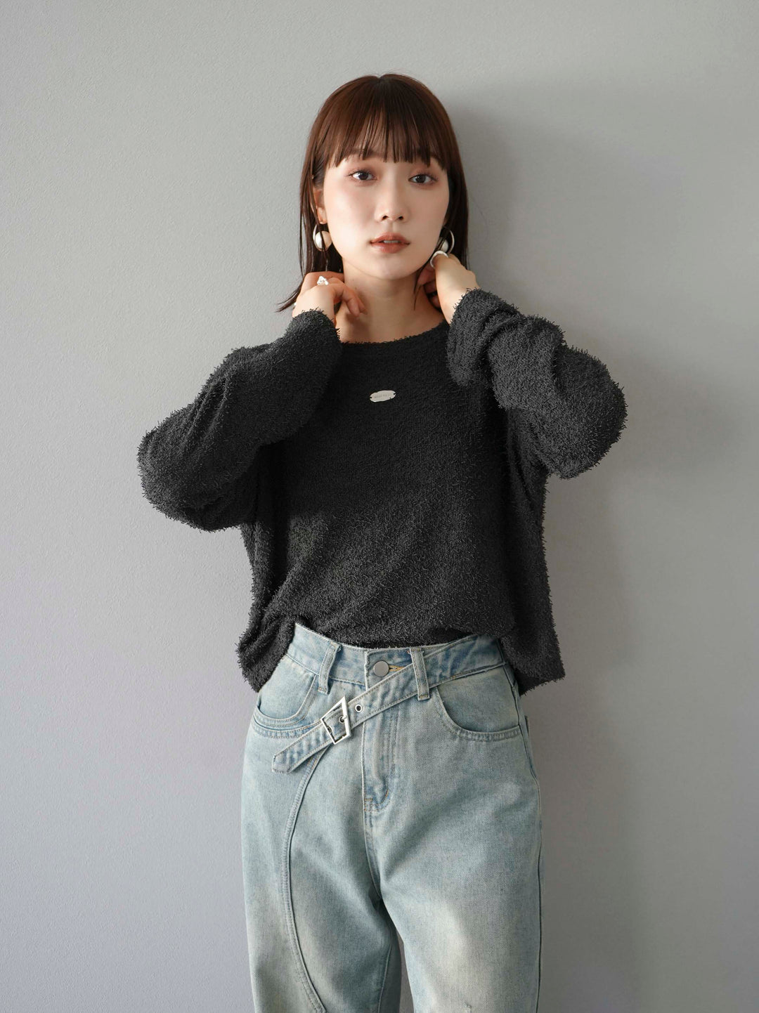 [予約]メタルプレートコットンフリンジトップス/チャコール