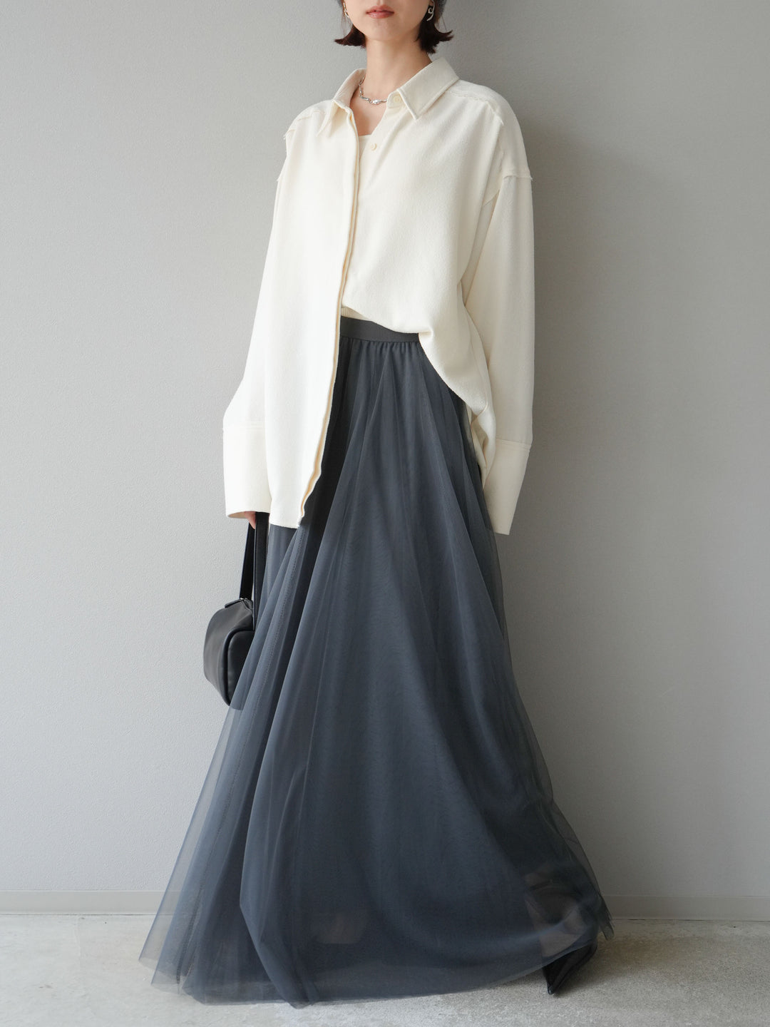 [予約]チュールボリュームスカート/グレー