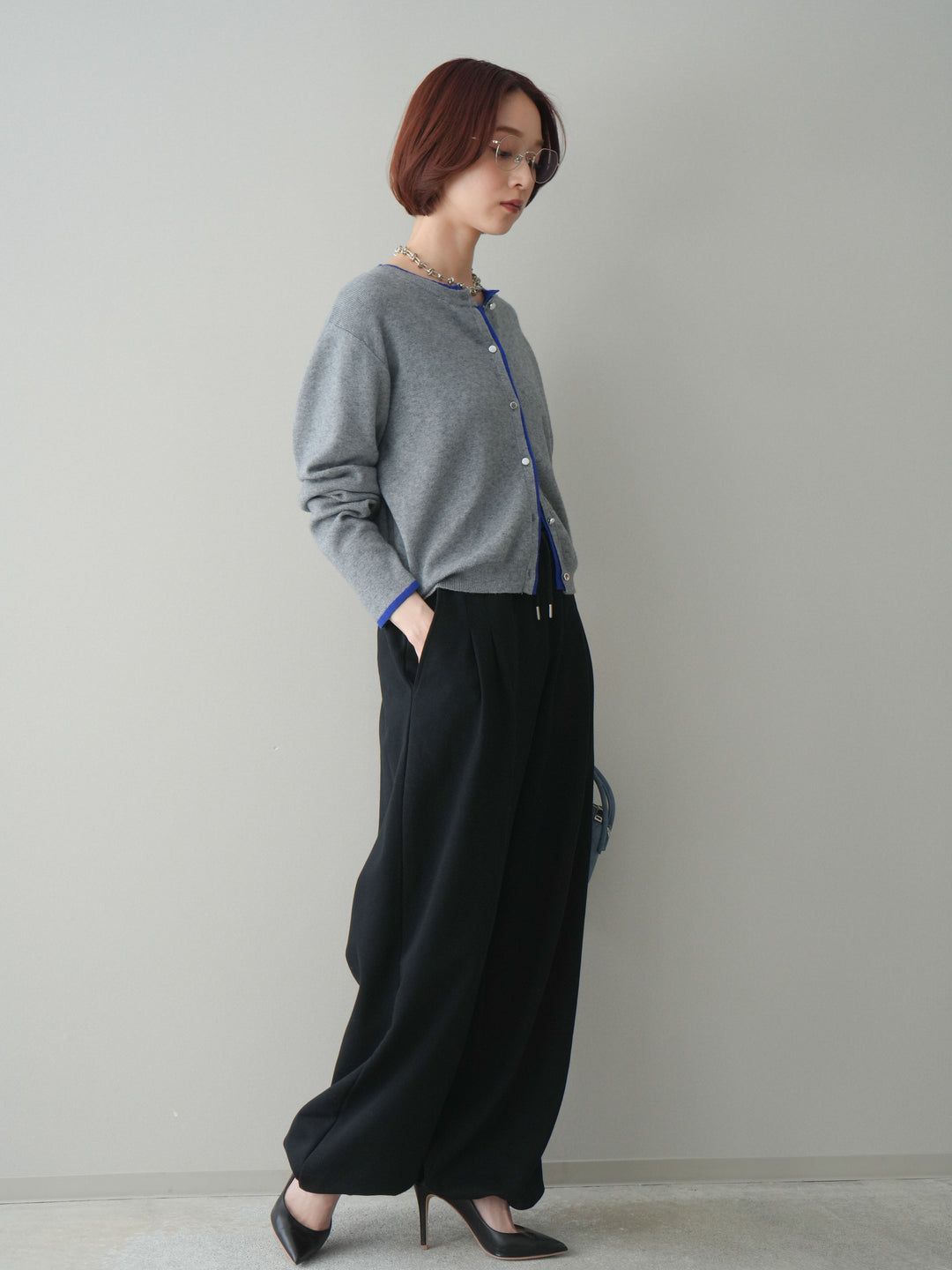 [予約]裾ドロストタックスウェットパンツ/black