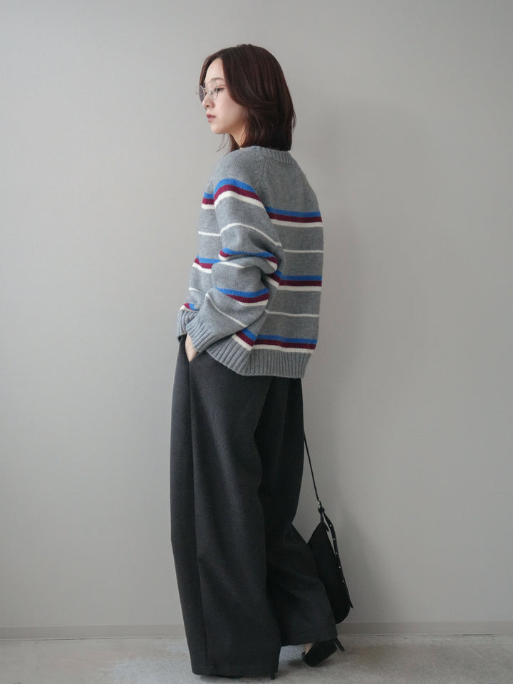 [予約]ベルト付裏起毛センターシームカーブパンツ/charcoal