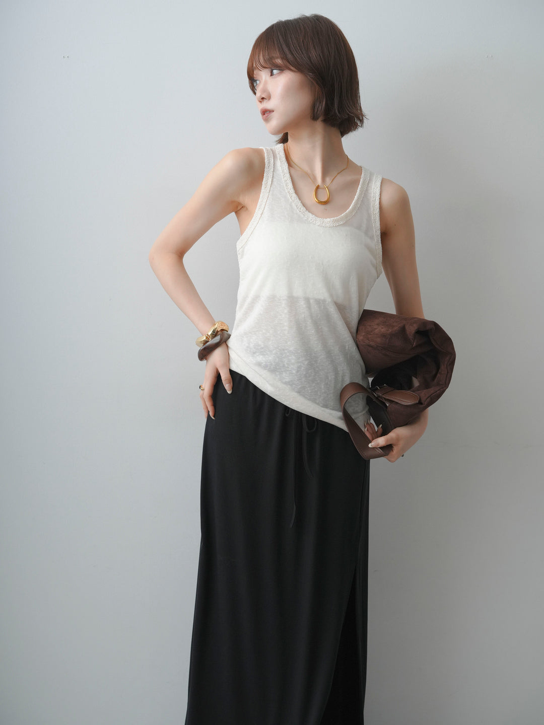 [予約]バックレースタンクトップ/white