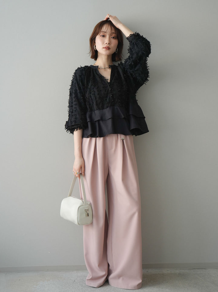 [予約]ベルト付キーホルダーモチーフワイドパンツ/pink