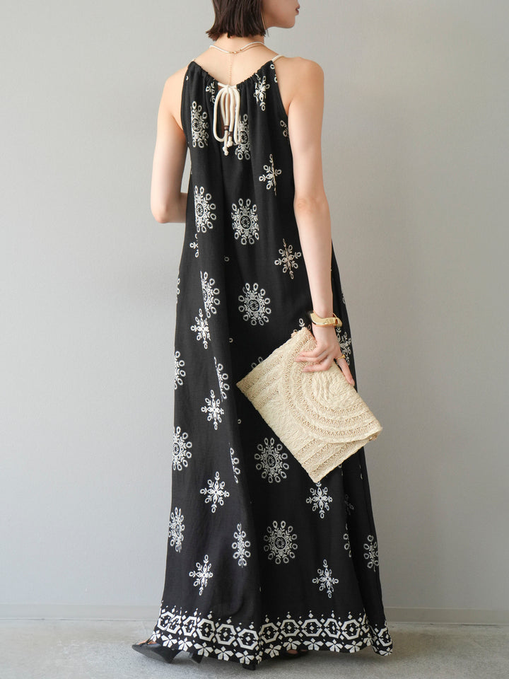 【預購】民族風吊帶洋裝/黑色