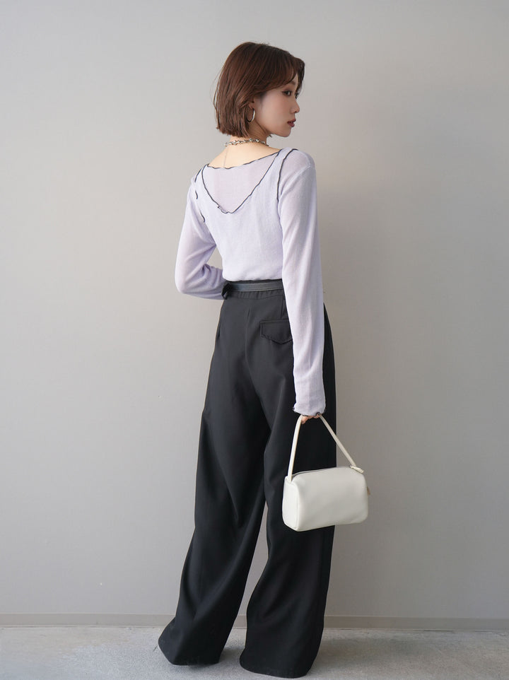 [予約]ベルト付キーホルダーモチーフワイドパンツ/black