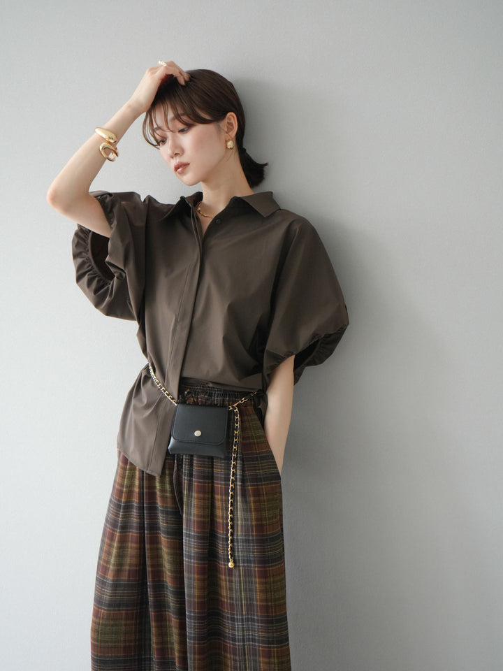 [予約]ICE TOUCHパフスリーブシャツ/ブラウン