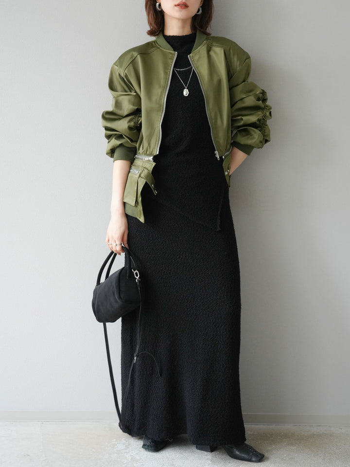 [予約]ブークレーニットIラインスカート/ブラック