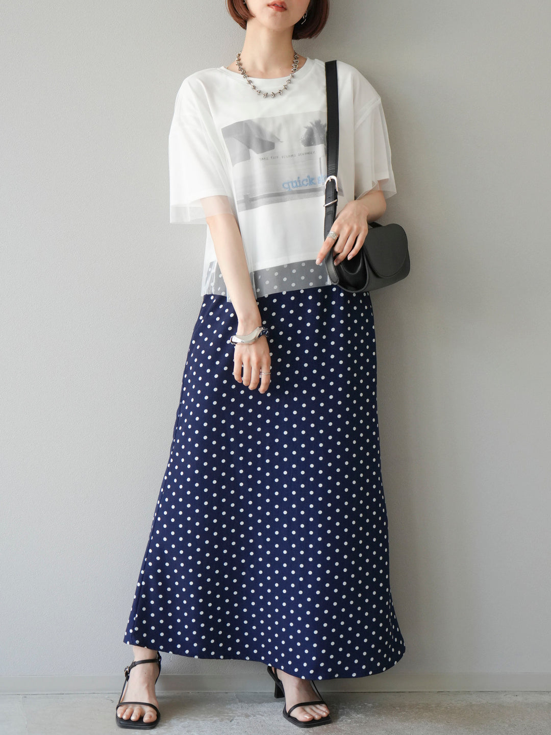 [予約]ドットAラインスカート/ネイビー