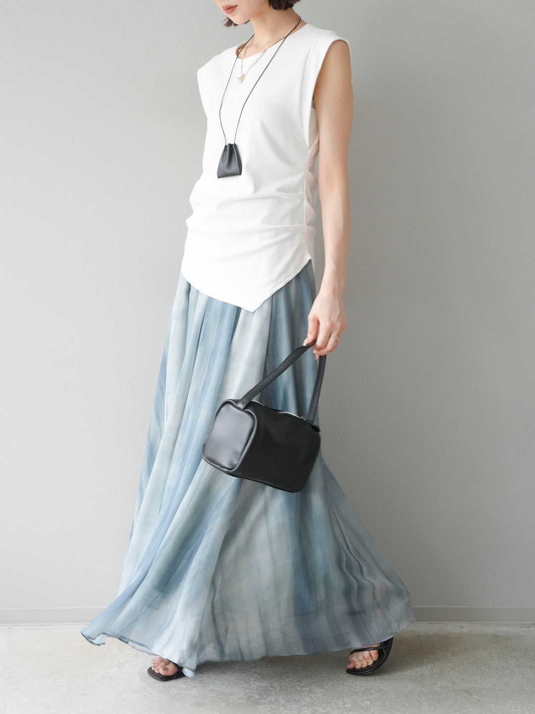 【預購】Nuance 透視喇叭裙/綠色