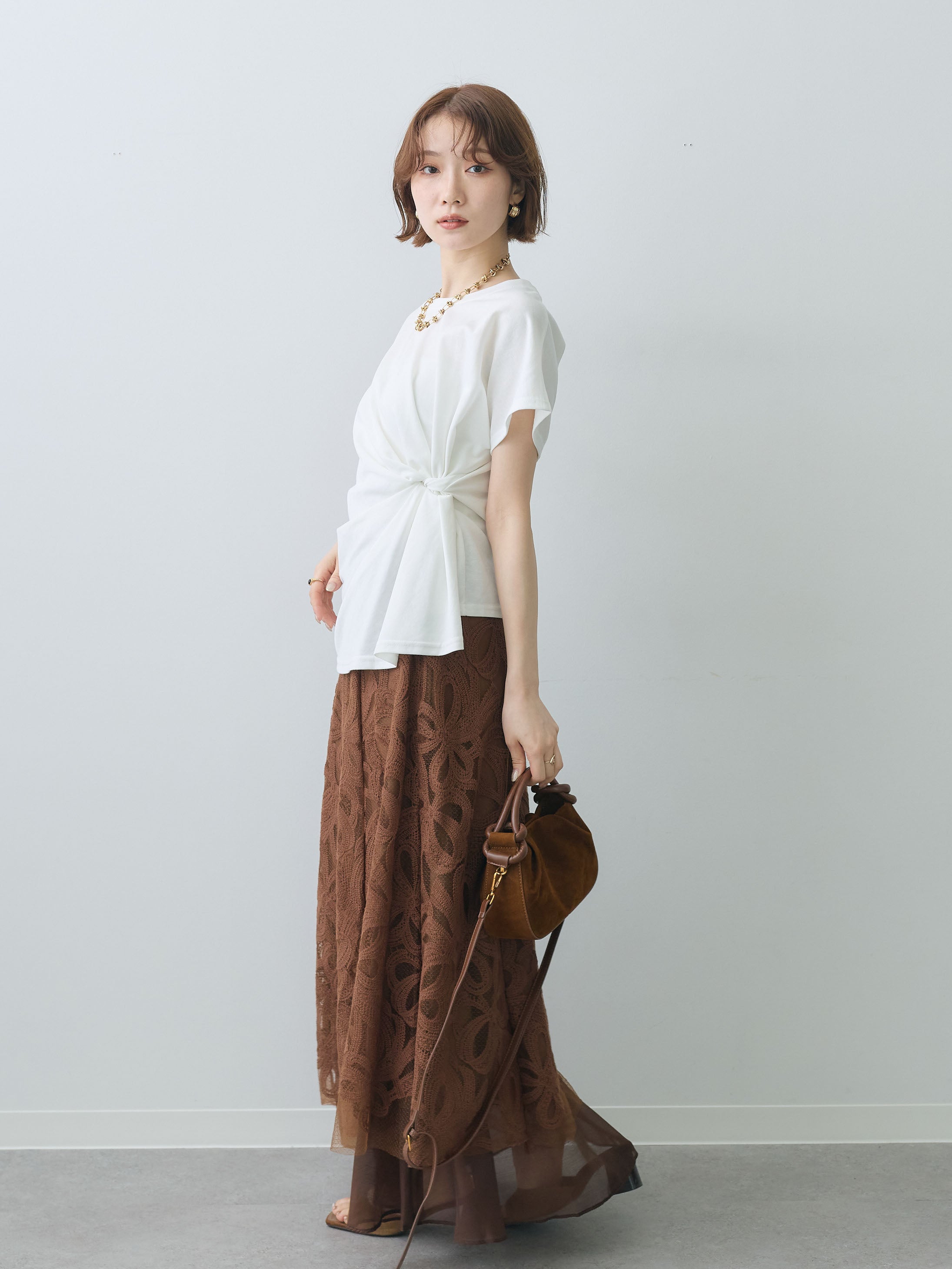 SET]サイドノットTEE+フラワーレースレイヤードスカート(2set) – Lumier