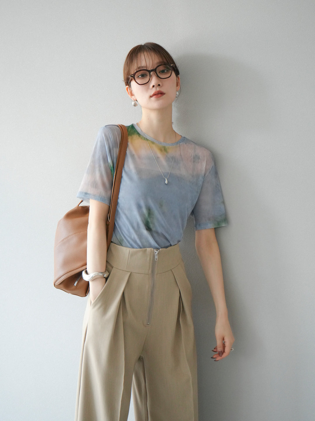 [予約]タイダイ柄シアーハーフトップス/サックス