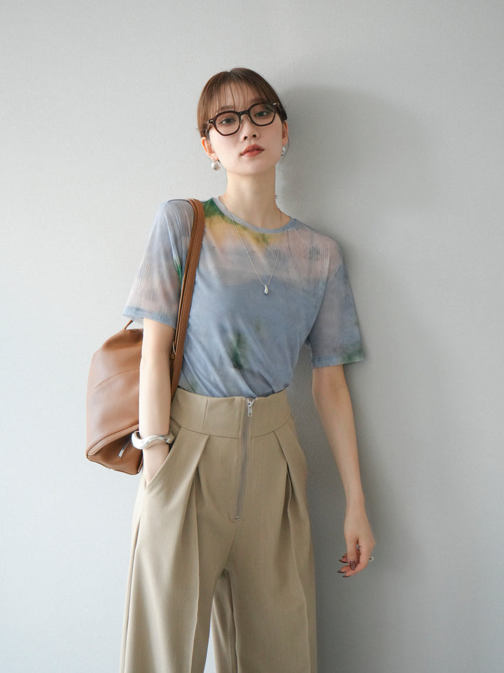 [予約]タイダイ柄シアーハーフトップス/サックス