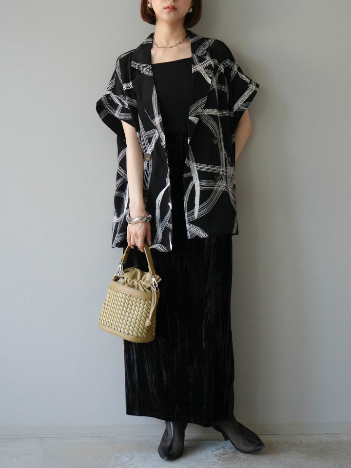 [予約]サークル柄ハーフジャケット/ブラック