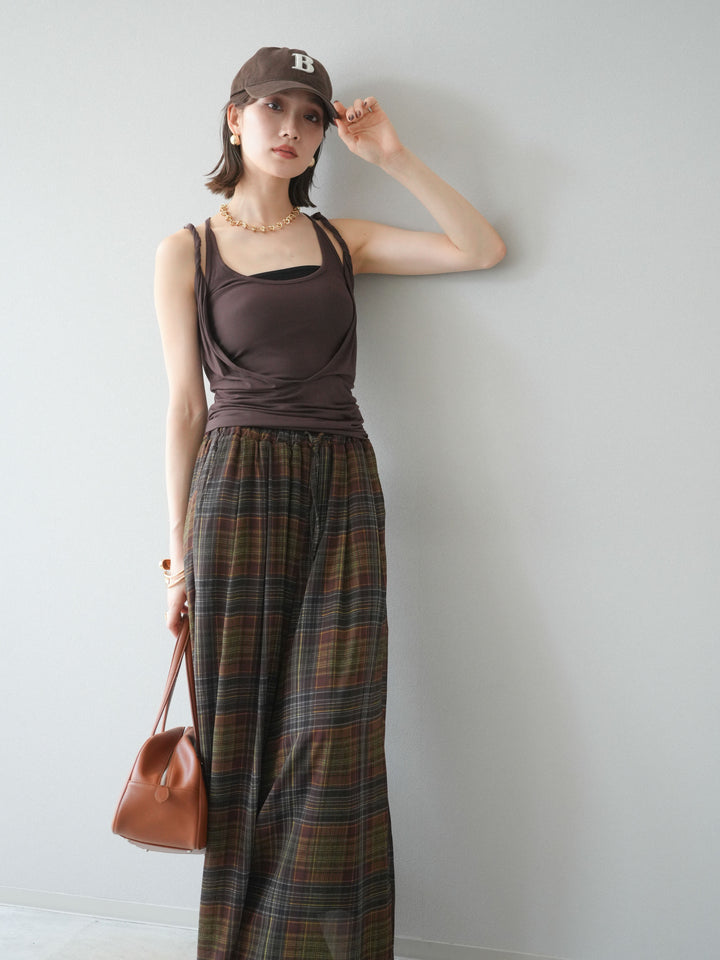 [予約]レイヤードツイストタンクトップ/ブラウン